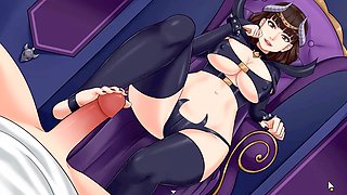 Dark princess gives me a footjob during building chores