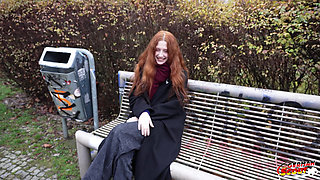 German Scout - Real Redhead Ginger Teen Alice Seduce with Small Tits First Pick up Porn Casting