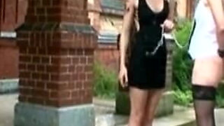 Sexy blonde humiliating pussy, pinching ass, whipping in bondage