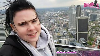 German Brunette Teen Fucked in Public Toilet
