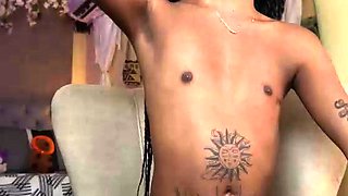 Big Tits Tranny Jerking her Big Hard Cock