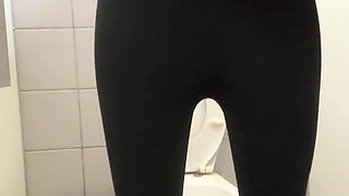 Compilation Girl in Black Skinny Jeans Piss in Public Toilets Daily Pad in Panties
