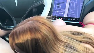 Sexy Big Tits Red Head Zoey Luna Fucks In Car  Tesla