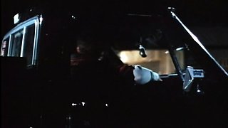 Sexy babe in vintage dress cleans cock off