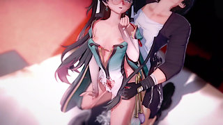 Wuthering Waves - Threesome of Zhezhi & Jinhsi Passionate Sex with Rover - 3D Hentai Animation