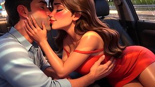 MILF seduces old family friend with secret sex in car
