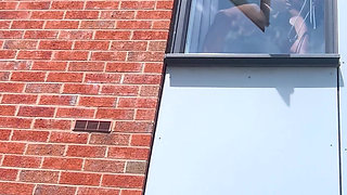 Arab Stepdaddy Wanting in Street and Cuming in Window and Cuming on Street