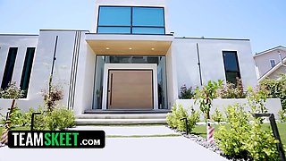 Nanny has a huge punch on her manager, and she's decided to demolish his life with her teen pussy