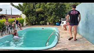 The Married Man Cheated on His Wife with a Woman at the Pool Party While She Was Distracted.