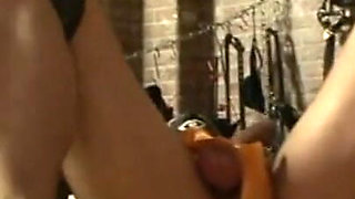 Humiliating wax play and penis bondage