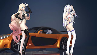 Chocolate Cream Duet Striptease; Black Stockings; White Stockings; Racing Leotards