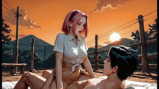 Sakura Haruno Hot Ninja Fucking Hard In Hidden Cave And On The Road To Konoha - Doggy Style Anal Intense Pleasure Loud Moans Chakra Rose E