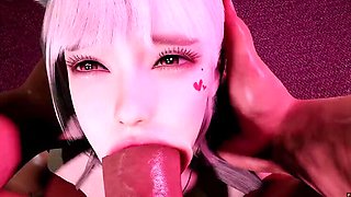 3D Cute Asian Babe Sucks BBC Hardcore - Blowjob & Squirting Orgasm