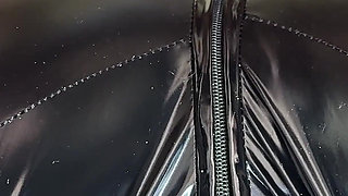 Female Domination of Cock with Feet From Mistress in Latex Suit