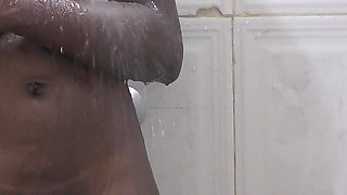 Beautiful Ebony with Small Titis Taking Shower