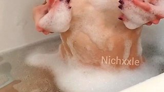 Amateur brunette Michelle with small tit