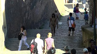 Massive boobs amateur teen Rainia Belle pounded in public