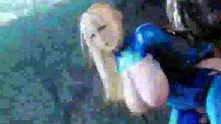 Big tiddied blonde Samus getting destroyed by a bunch of monsters