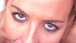 Sexy blonde milf Nicole Clitman POV deepthroat blowjob and cum swallow