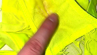 Worn Creamy Panties Inspection, Pissing in Panties in Shower - Small Tits Play