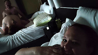 Raw Homemade Cuck POV - Real Cuckquean Wife Watches Husband Fuck Another Girl From Separate Bed