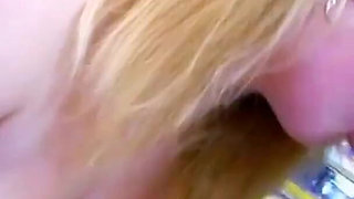 Two blonde lesbian teens try sex with strap on for the first time