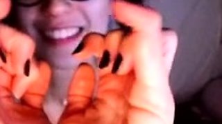 Close up teen foot worship