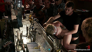 Hot Blonde Disgraced in Bar