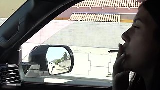 Skinny brunette MILF sucks and fucks a big cock