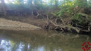 NudistLovers666 Pissing & Facial Cum on BBW at Creek - Outdoor Public Blowjob Deepthroat