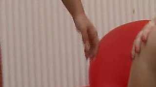 Bodybuilder Stud Pounds Blonde MILF & Latina Slut in Orange Hardcore Threesome