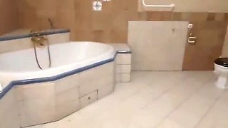 Backstage: Hairy Redhead MILF Peeing and Wiping Her Wet Pussy