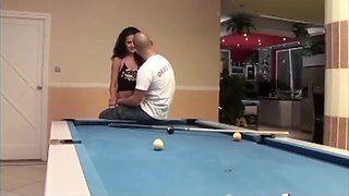 He Fucks His Girlfriend On The Bars Pool Table With Christian Clay