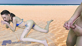 Petite Teen Aria Haze gets Dick-Flashed at the Beach CFNM