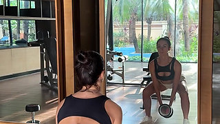 Gym Workout in Sexy Top and Tight Shorts