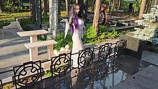 Gothic Witch Wanders the Cemetery, Performs Black Magic Rituals, and Makes You to Worship Her and Satan.