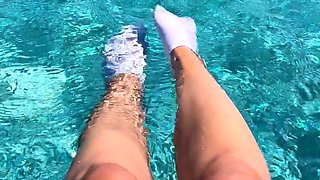 Flexible foot fetish masturbating with feet and hands
