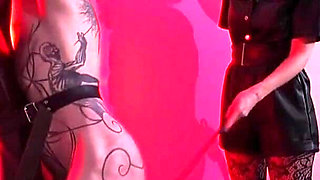 Inanna Justice and Lady Syene Wield Floggers and Crops on Cross-bound Slave's Flesh - Double Domme Anal Training Part 6