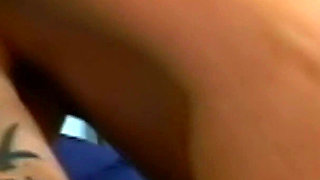 Riding Him on the Blue Bed - Oiled Platinum Blonde Sucks First and Bounces Until He Comes