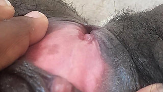 German black fat hairy wet  Pussy with big clit closeups