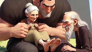 Cuckold Husband Licks Wife's Feet While She Sits on Her Lover's Lap - Hotwife Foot Worship