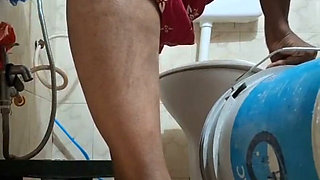 Stepmom Undress Saree Then Toilet in Washroom