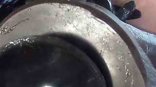 Close-up on Fucking Machine in Ass Cunt Fucked with Vacuum