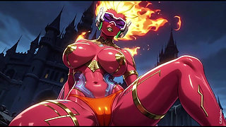 Fire element demon sexy pose (Ai animation)