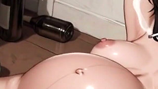 Smoking Pregnant Woman Bound Tight - Huge Belly & Wet Hairy Pregnant Pussy