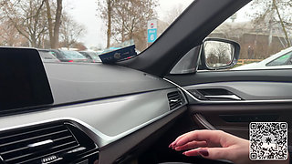 Public Parking Lot Handjob Next to Stranger and Bus Cum Finish