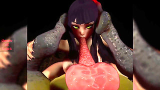 Gol 3D Busty Brunette Blowjobs Monster Frog Prince's Cock