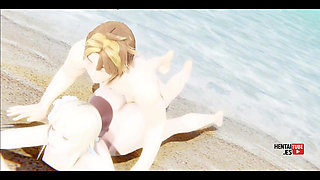 Genshin Impact Hentai - Lumine Is Fucked in the Beach - Asian Japanese Anime Manga Porn