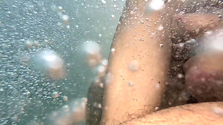 Public Pool Stepsister Dick Flash Risky Handjob Crowd Watching Cumshot 4K